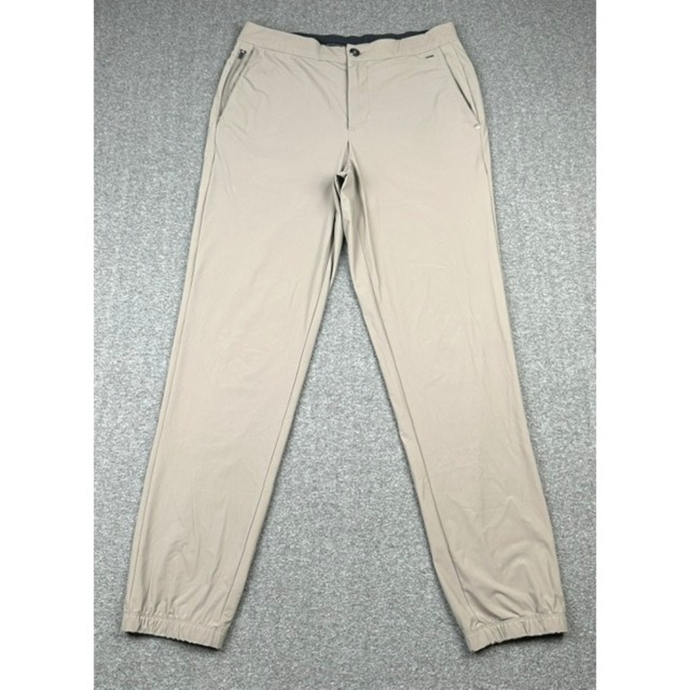 Vuori Fleet Sport Jogger Pants Mens Medium Tan Khaki Stretch Activewear V444